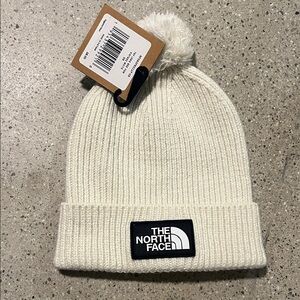 The North Face Cream Knit Pom-Pom Hat
